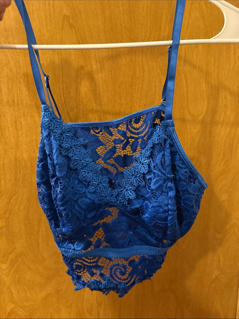 SHEIN Royal Blue Lace Bandeau Bralette with Straps